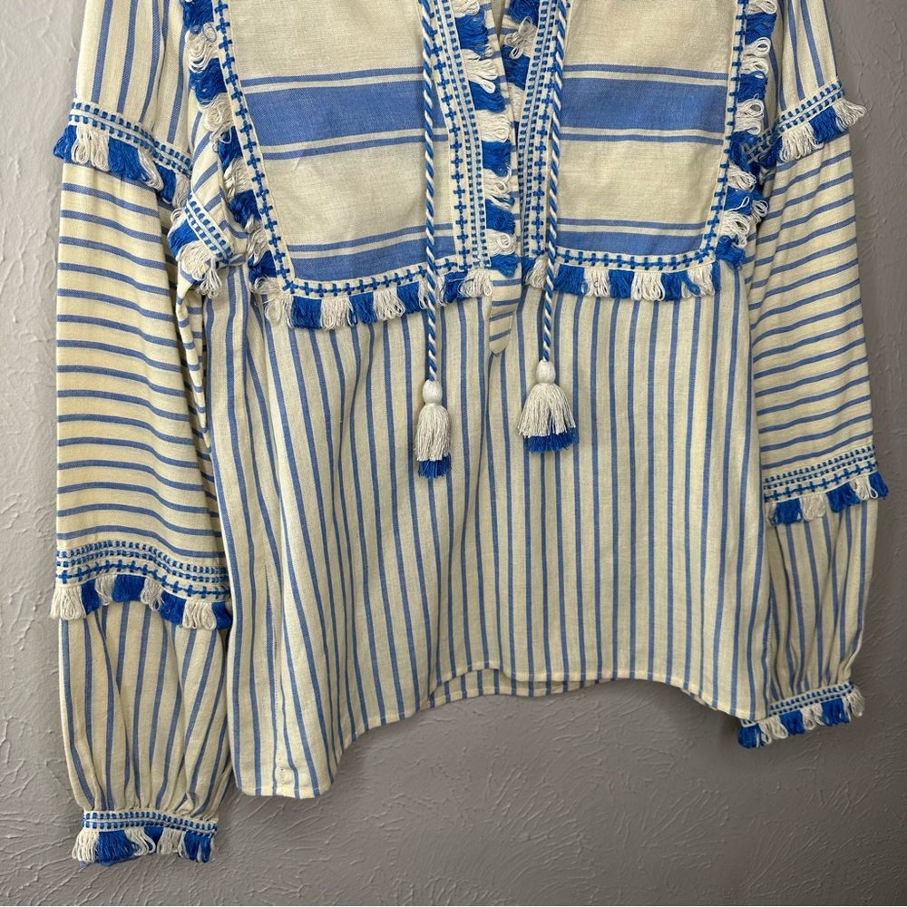 Dodo Bar Or Blue and Cream Striped Blouse - Picture 4 of 16